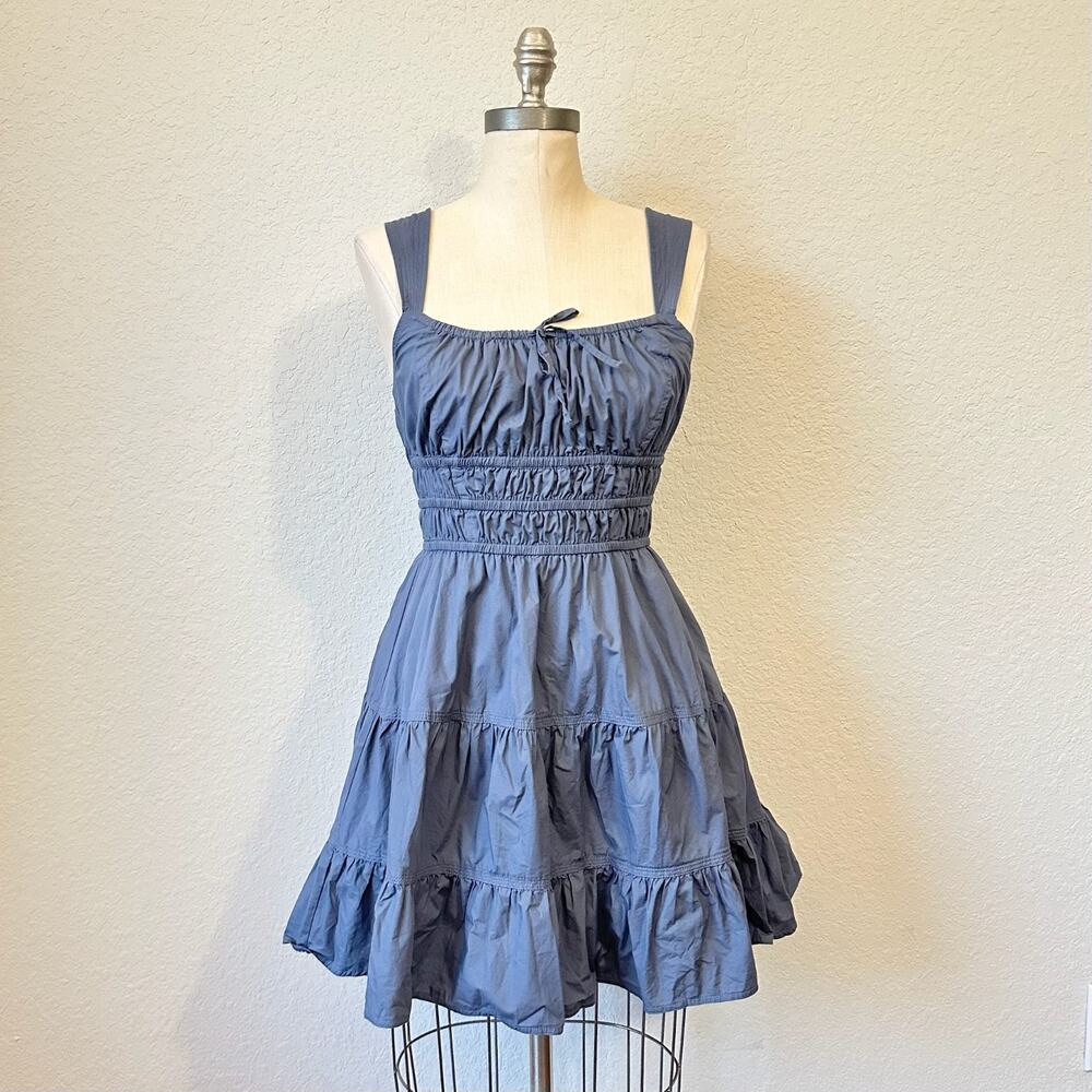 SUNDAY BEST ARITZIA Martine Poplin Dress Steel Blue Mini Fit & Flare